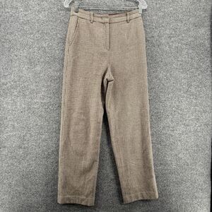 Goelia Dress Pants Womens 6 Brown Wool Mid Rise Wide Leg Office Ladies Career